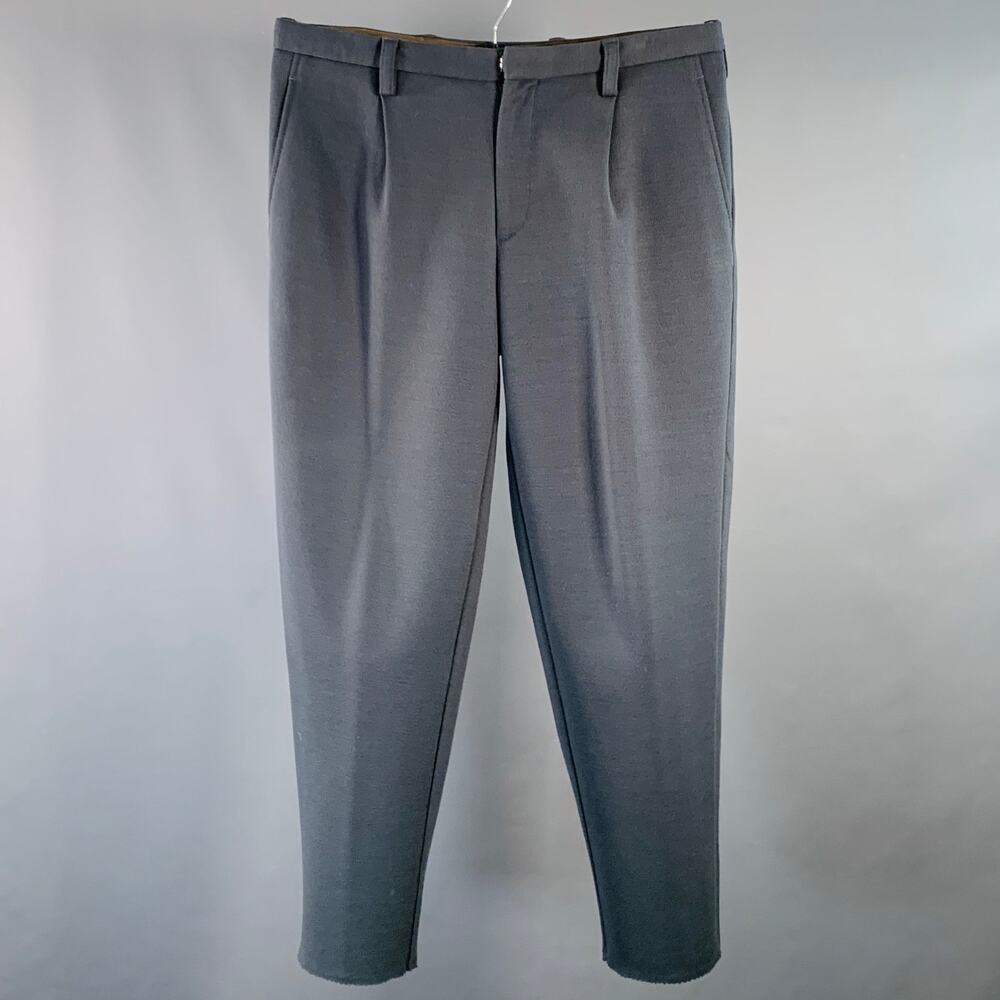 KOLOR Size L Grey Wool Pleated Zip Fly Casual Pants
